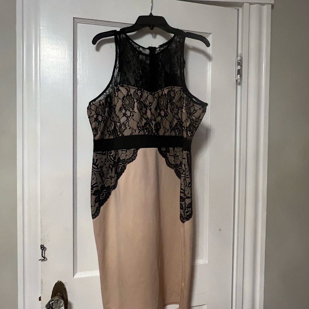 AX Paris Black and Cream Lace Midi Dress